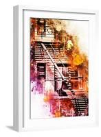 NYC Watercolor Collection - Fire Escape-Philippe Hugonnard-Framed Art Print