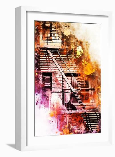 NYC Watercolor Collection - Fire Escape-Philippe Hugonnard-Framed Art Print