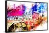 NYC Watercolor Collection - Fire Truck-Philippe Hugonnard-Framed Stretched Canvas