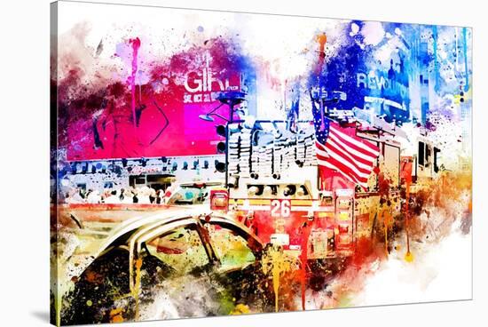 NYC Watercolor Collection - Fire Truck-Philippe Hugonnard-Stretched Canvas