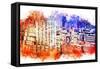 NYC Watercolor Collection - Garment District-Philippe Hugonnard-Framed Stretched Canvas