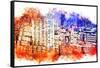 NYC Watercolor Collection - Garment District-Philippe Hugonnard-Framed Stretched Canvas