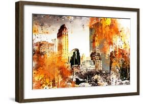 NYC Watercolor Collection - Golden Central Park-Philippe Hugonnard-Framed Art Print