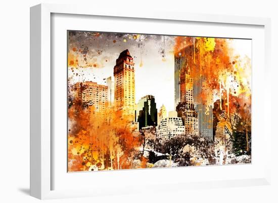 NYC Watercolor Collection - Golden Central Park-Philippe Hugonnard-Framed Art Print