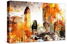 NYC Watercolor Collection - Golden Central Park-Philippe Hugonnard-Stretched Canvas