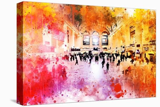 NYC Watercolor Collection - Grand Central Station-Philippe Hugonnard-Stretched Canvas