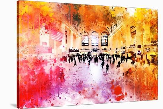NYC Watercolor Collection - Grand Central Station-Philippe Hugonnard-Stretched Canvas