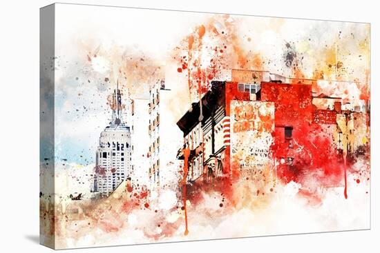 NYC Watercolor Collection - Manhattan Architecture-Philippe Hugonnard-Stretched Canvas