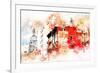 NYC Watercolor Collection - Manhattan Architecture-Philippe Hugonnard-Framed Art Print