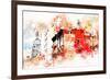 NYC Watercolor Collection - Manhattan Architecture-Philippe Hugonnard-Framed Art Print