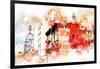 NYC Watercolor Collection - Manhattan Architecture-Philippe Hugonnard-Framed Art Print