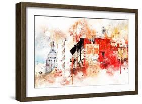 NYC Watercolor Collection - Manhattan Architecture-Philippe Hugonnard-Framed Art Print