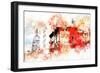 NYC Watercolor Collection - Manhattan Architecture-Philippe Hugonnard-Framed Art Print