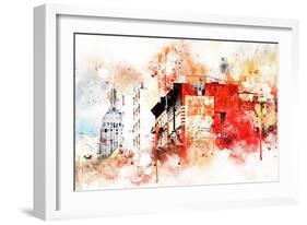 NYC Watercolor Collection - Manhattan Architecture-Philippe Hugonnard-Framed Art Print