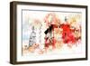 NYC Watercolor Collection - Manhattan Architecture-Philippe Hugonnard-Framed Premium Giclee Print