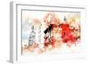 NYC Watercolor Collection - Manhattan Architecture-Philippe Hugonnard-Framed Premium Giclee Print