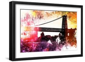 NYC Watercolor Collection - Manhattan Bridge Shadows-Philippe Hugonnard-Framed Art Print