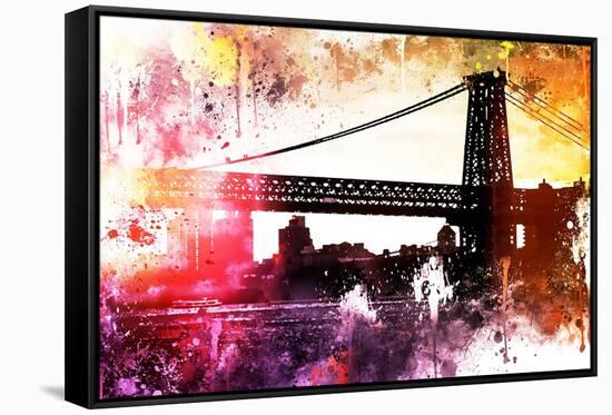 NYC Watercolor Collection - Manhattan Bridge Shadows-Philippe Hugonnard-Framed Stretched Canvas