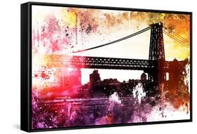 NYC Watercolor Collection - Manhattan Bridge Shadows-Philippe Hugonnard-Framed Stretched Canvas