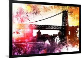 NYC Watercolor Collection - Manhattan Bridge Shadows-Philippe Hugonnard-Framed Art Print