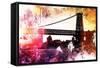 NYC Watercolor Collection - Manhattan Bridge Shadows-Philippe Hugonnard-Framed Stretched Canvas