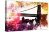 NYC Watercolor Collection - Manhattan Bridge Shadows-Philippe Hugonnard-Stretched Canvas