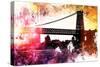 NYC Watercolor Collection - Manhattan Bridge Shadows-Philippe Hugonnard-Stretched Canvas