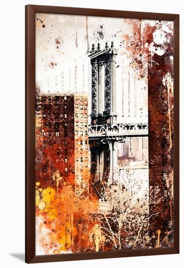 NYC Watercolor Collection - Manhattan Bridge-Philippe Hugonnard-Framed Art Print