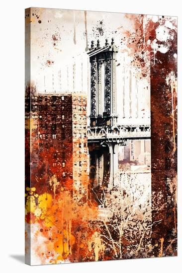 NYC Watercolor Collection - Manhattan Bridge-Philippe Hugonnard-Stretched Canvas