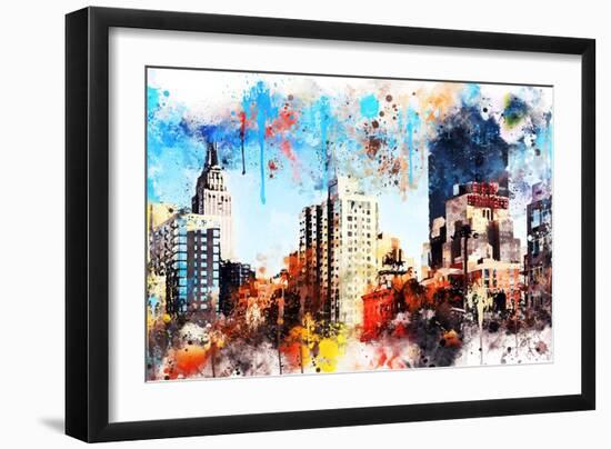 NYC Watercolor Collection - Manhattan Buildings-Philippe Hugonnard-Framed Art Print