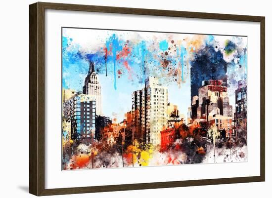 NYC Watercolor Collection - Manhattan Buildings-Philippe Hugonnard-Framed Art Print