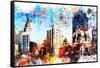 NYC Watercolor Collection - Manhattan Buildings-Philippe Hugonnard-Framed Stretched Canvas