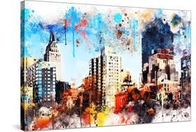 NYC Watercolor Collection - Manhattan Buildings-Philippe Hugonnard-Stretched Canvas