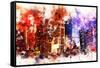 NYC Watercolor Collection - Manhattan by Night-Philippe Hugonnard-Framed Stretched Canvas