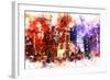 NYC Watercolor Collection - Manhattan by Night-Philippe Hugonnard-Framed Art Print