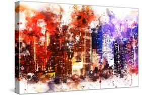 NYC Watercolor Collection - Manhattan by Night-Philippe Hugonnard-Stretched Canvas