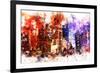 NYC Watercolor Collection - Manhattan by Night-Philippe Hugonnard-Framed Art Print