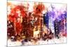 NYC Watercolor Collection - Manhattan by Night-Philippe Hugonnard-Mounted Art Print