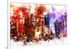 NYC Watercolor Collection - Manhattan by Night-Philippe Hugonnard-Framed Art Print