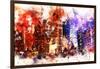 NYC Watercolor Collection - Manhattan by Night-Philippe Hugonnard-Framed Art Print