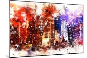 NYC Watercolor Collection - Manhattan by Night-Philippe Hugonnard-Mounted Art Print