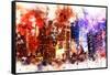 NYC Watercolor Collection - Manhattan by Night-Philippe Hugonnard-Framed Stretched Canvas