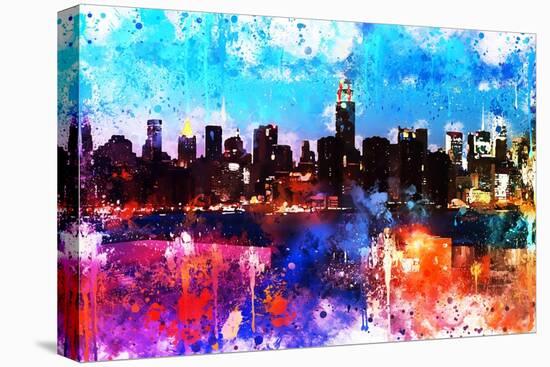 NYC Watercolor Collection - Manhattan Colors Sunset-Philippe Hugonnard-Stretched Canvas