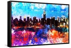 NYC Watercolor Collection - Manhattan Colors Sunset-Philippe Hugonnard-Framed Stretched Canvas