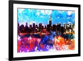 NYC Watercolor Collection - Manhattan Colors Sunset-Philippe Hugonnard-Framed Art Print