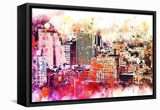 NYC Watercolor Collection - Manhattan District-Philippe Hugonnard-Framed Stretched Canvas