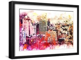 NYC Watercolor Collection - Manhattan District-Philippe Hugonnard-Framed Art Print