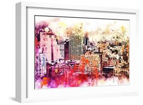 NYC Watercolor Collection - Manhattan District-Philippe Hugonnard-Framed Art Print