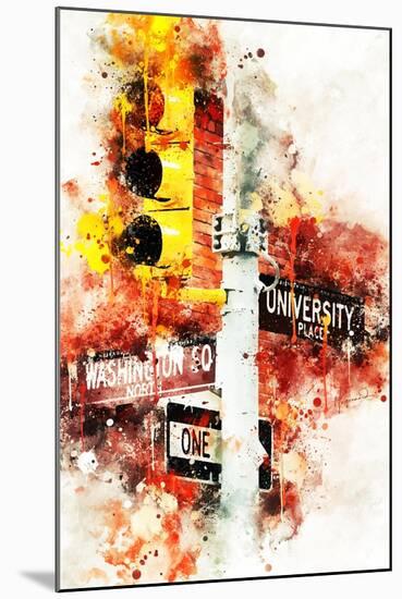 NYC Watercolor Collection - Manhattan Signs-Philippe Hugonnard-Mounted Art Print