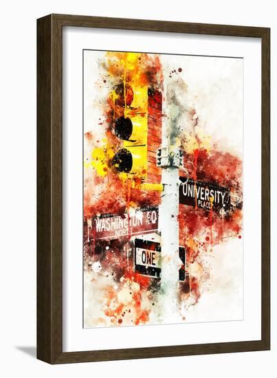 NYC Watercolor Collection - Manhattan Signs-Philippe Hugonnard-Framed Art Print